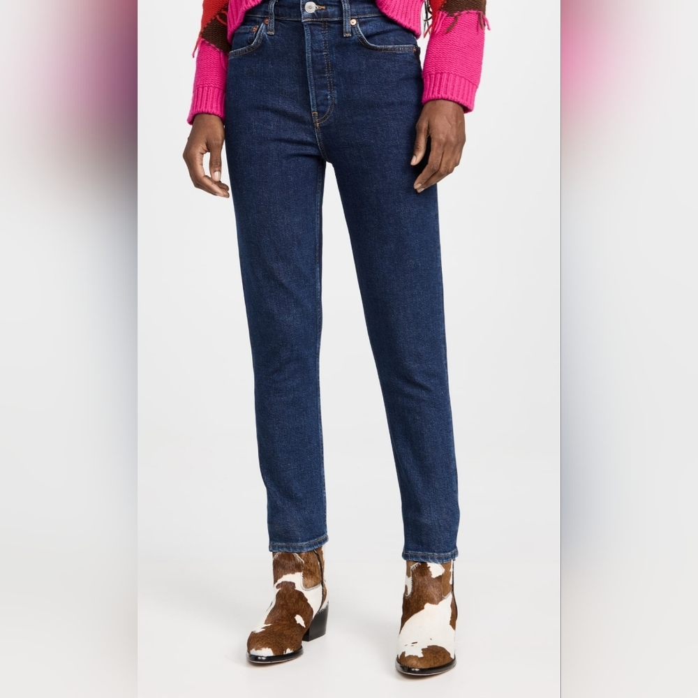NWT Re/Done 90s High Rise Ankle Crop in Royal Fade size 25